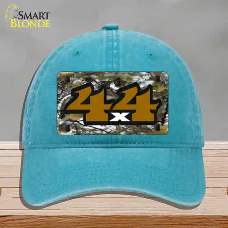 4x4 Camouflage Novelty License Plate Hat Unconstructed Cotton / Lake Blue
