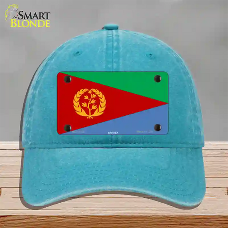 Eritrea Flag Novelty License Plate Hat Unconstructed Cotton / Lake Blue