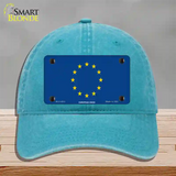 European Union Flag Novelty License Plate Hat Unconstructed Cotton / Lake Blue