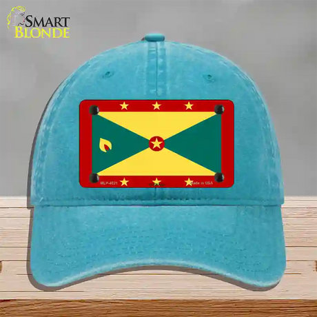 Grenada Flag Novelty License Plate Hat Unconstructed Cotton / Lake Blue