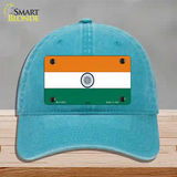 India Flag Novelty License Plate Hat Unconstructed Cotton / Lake Blue