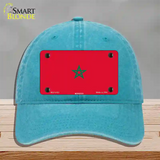 Morocco Flag Novelty License Plate Hat Unconstructed Cotton / Lake Blue