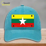 Myanmar Flag Novelty License Plate Hat Unconstructed Cotton / Lake Blue