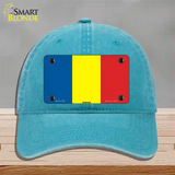 Romania Flag Novelty License Plate Hat Unconstructed Cotton / Lake Blue