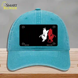 Angel Devil Offset Novelty License Plate Hat Unconstructed Cotton / Lake Blue