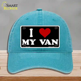 I Love My Van Black Novelty License Plate Hat Unconstructed Cotton / Lake Blue