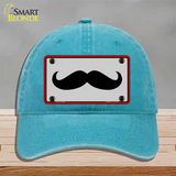 Mustache Novelty License Plate Hat Unconstructed Cotton / Lake Blue