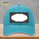 Black White Quatrefoil Center Scallop Novelty License Plate Hat Unconstructed Cotton / Lake Blue