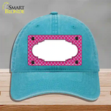 Pink White Quatrefoil Center Scallop Novelty License Plate Hat Unconstructed Cotton / Lake Blue