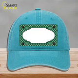 Green White Quatrefoil Center Scallop Novelty License Plate Hat Unconstructed Cotton / Lake Blue