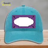 Purple White Quatrefoil Center Scallop Novelty License Plate Hat Unconstructed Cotton / Lake Blue
