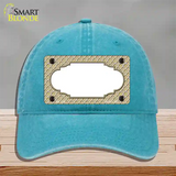 Gold White Quatrefoil Center Scallop Novelty License Plate Hat Unconstructed Cotton / Lake Blue