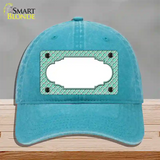 Mint White Quatrefoil Center Scallop Novelty License Plate Hat Unconstructed Cotton / Lake Blue