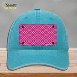 Pink White Quatrefoil Novelty License Plate Hat Unconstructed Cotton / Lake Blue