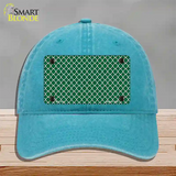 Green White Quatrefoil Novelty License Plate Hat Unconstructed Cotton / Lake Blue