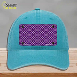 Purple White Quatrefoil Novelty License Plate Hat Unconstructed Cotton / Lake Blue