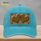 Brown White Quatrefoil Brown Center Hearts Novelty License Plate Hat Unconstructed Cotton / Lake Blue