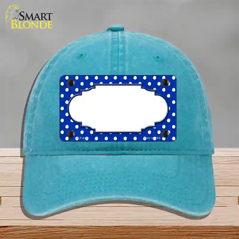 Scallop Blue White Polka Dot Novelty License Plate Hat Unconstructed Cotton / Lake Blue