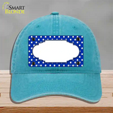 Scallop Blue White Polka Dot Novelty License Plate Hat Unconstructed Cotton / Lake Blue