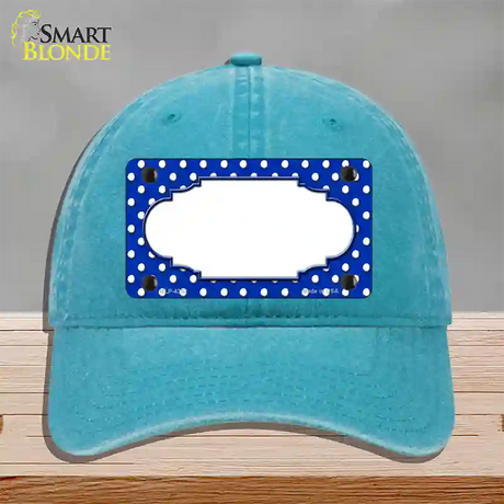 Scallop Blue White Polka Dot Novelty License Plate Hat Unconstructed Cotton / Lake Blue