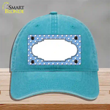 Scallop Light Blue White Polka Dot Novelty License Plate Hat Unconstructed Cotton / Lake Blue
