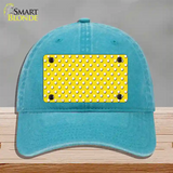 Yellow Polka Dot Novelty License Plate Hat Unconstructed Cotton / Lake Blue