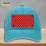 Red Polka Dot Novelty License Plate Hat Unconstructed Cotton / Lake Blue