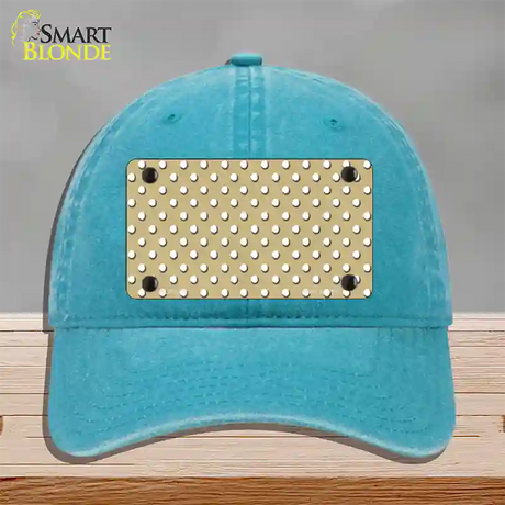 Gold Polka Dot Novelty License Plate Hat Unconstructed Cotton / Lake Blue
