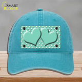 Mint White Polka Dot Center Hearts Novelty License Plate Hat Unconstructed Cotton / Lake Blue