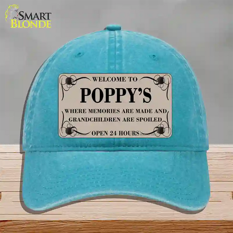 Welcome To Poppys Novelty License Plate Hat Unconstructed Cotton / Lake Blue