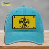 Saints Fleur De Lis Gold Novelty License Plate Hat Unconstructed Cotton / Lake Blue
