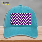 Purple White Large Chevron Novelty License Plate Hat Unconstructed Cotton / Lake Blue