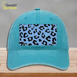 Light Blue Black Cheetah Novelty License Plate Hat Unconstructed Cotton / Lake Blue