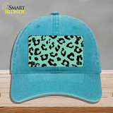 Mint Black Cheetah Novelty License Plate Hat Unconstructed Cotton / Lake Blue