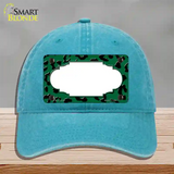 Green Black Cheetah Scallop Novelty License Plate Hat Unconstructed Cotton / Lake Blue