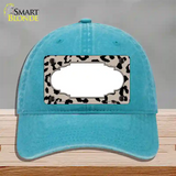 Tan Black Cheetah Scallop Novelty License Plate Hat Unconstructed Cotton / Lake Blue