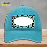 Mint Black Cheetah Scallop Novelty License Plate Hat Unconstructed Cotton / Lake Blue
