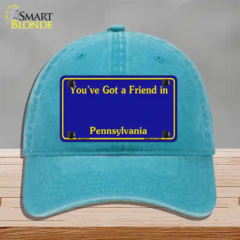 Pennsylvania Blue State Blank Novelty License Plate Hat Unconstructed Cotton / Lake Blue
