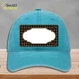 Brown Black Houndstooth Scallop Center Novelty License Plate Hat Unconstructed Cotton / Lake Blue
