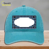 Light Blue Black Houndstooth Scallop Center Novelty License Plate Hat Unconstructed Cotton / Lake Blue