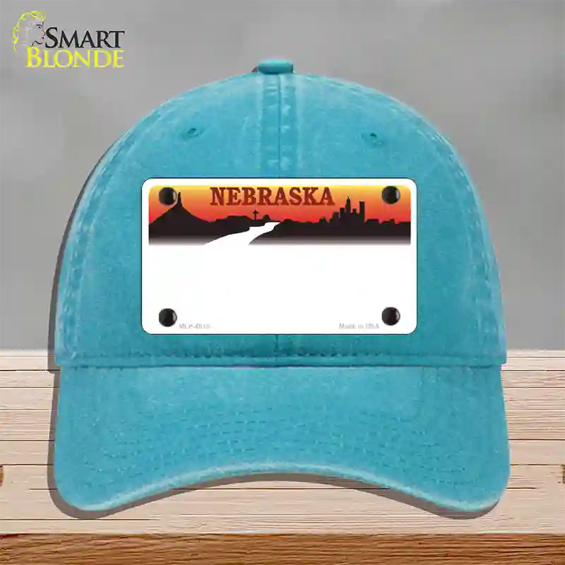 Nebraska Amber State Blank Novelty License Plate Hat Unconstructed Cotton / Lake Blue