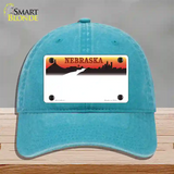 Nebraska Amber State Blank Novelty License Plate Hat Unconstructed Cotton / Lake Blue