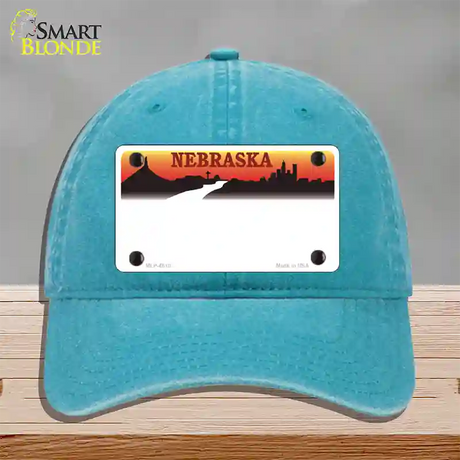 Nebraska Amber State Blank Novelty License Plate Hat Unconstructed Cotton / Lake Blue
