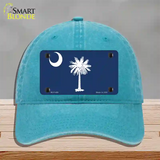 South Carolina State Flag Novelty License Plate Hat Unconstructed Cotton / Lake Blue
