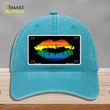 Lips Novelty License Plate Hat Unconstructed Cotton Lake Blue