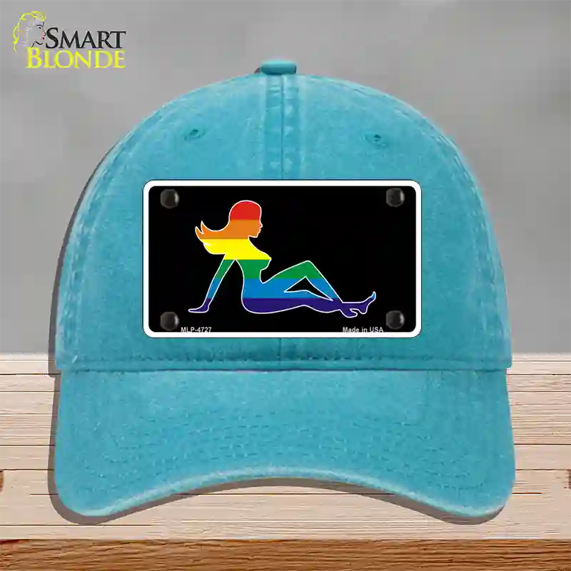 Mud Flap Girl Novelty License Plate Hat Unconstructed Cotton Lake Blue