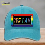 Yes I Am Novelty License Plate Hat Unconstructed Cotton Lake Blue
