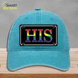 His Rainbow Novelty License Plate Hat Unconstructed Cotton Lake Blue