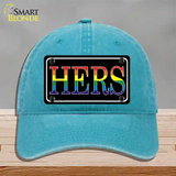 Hers Rainbow Novelty License Plate Hat Unconstructed Cotton Lake Blue