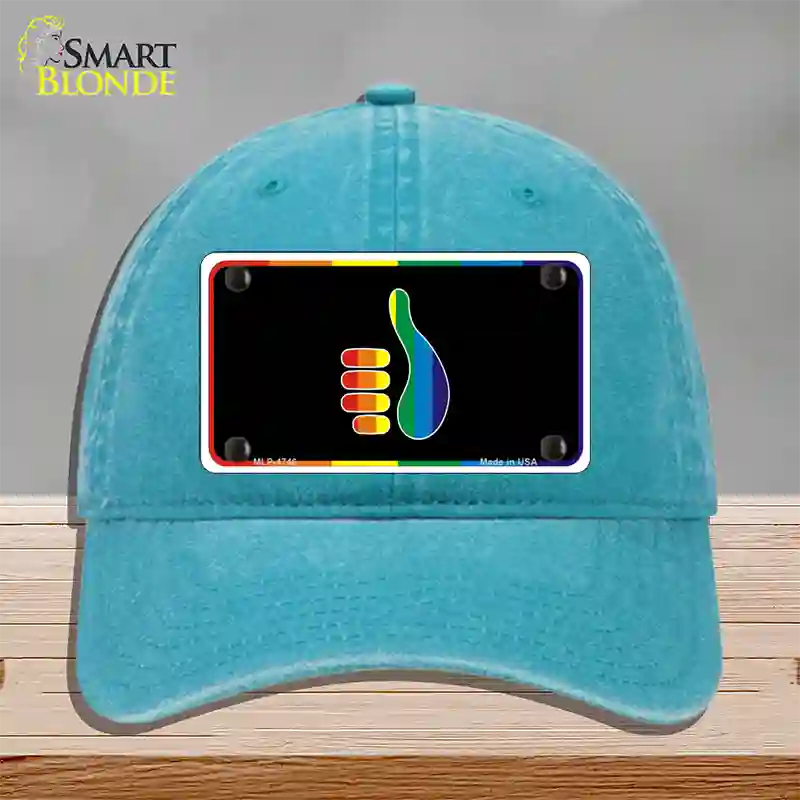 Thumbs Up Novelty License Plate Hat Unconstructed Cotton Lake Blue